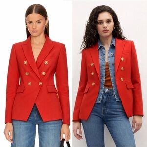 Veronica Beard Miller Dickey Blazer Double Breasted Jacket Flame Red Size 14